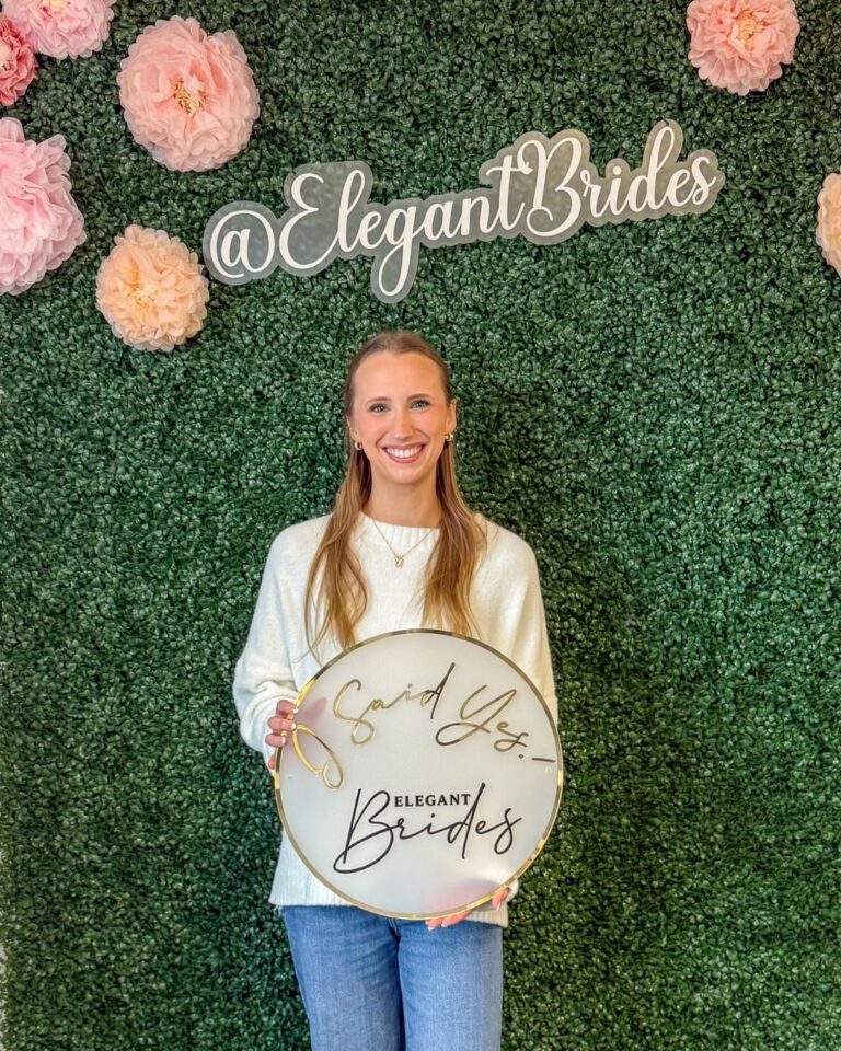 A bride who said yes to her beautiful wedding dress at Elegant Brides.