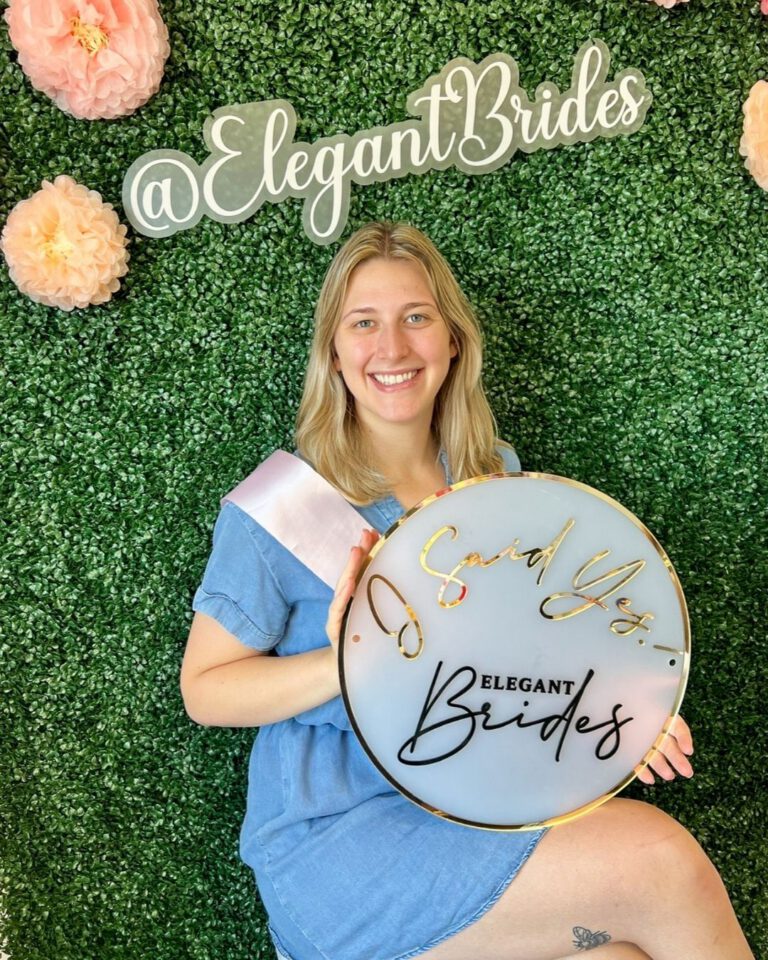 A bride who said yes to the dress at Elegant Brides.