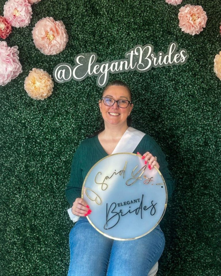 A bride who said yes to her wedding dress at Elegant Brides.