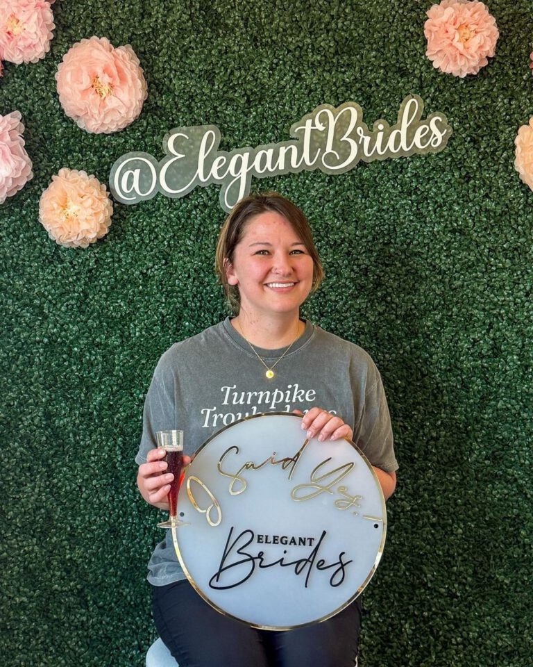A bride who said yes to her wedding dress at Elegant Brides.