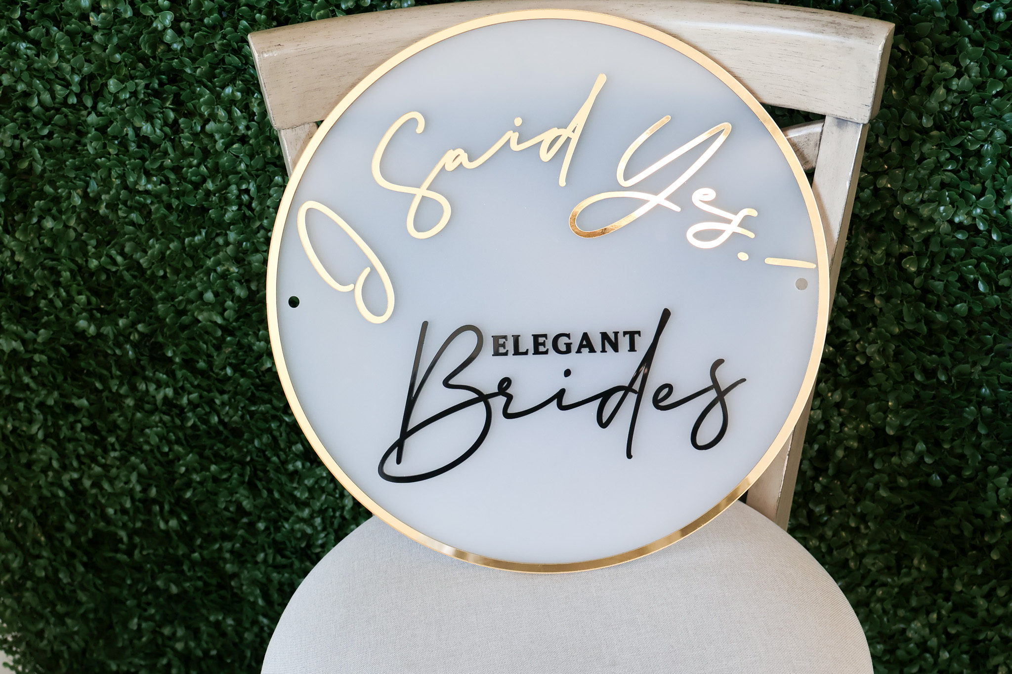 An Elegant Brides plaque that says "I said yes!"