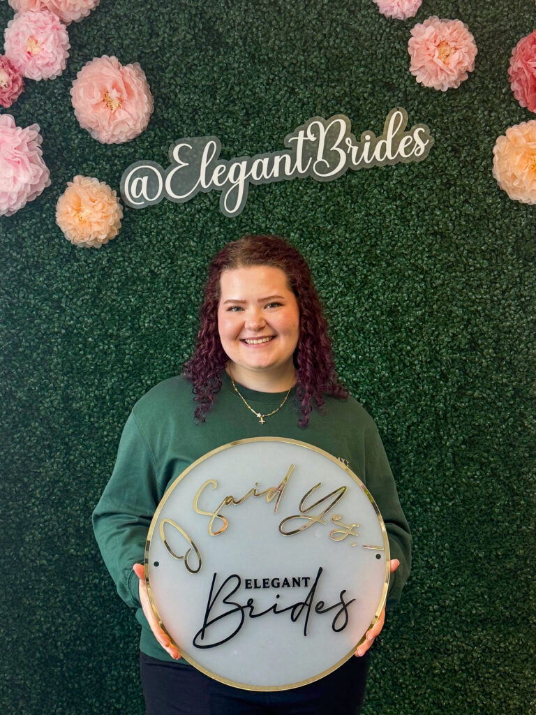 A bride who said yes to the dress at Elegant Brides.