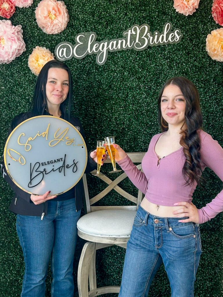 Two brides who said yes to their dresses at Elegant Brides.